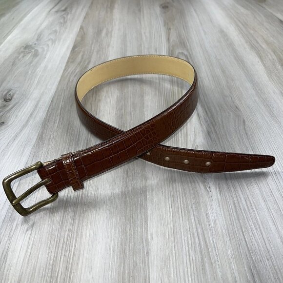 Orvis All Leather Belt Size M Medium Adjustable Brown Made In Brazil - Picture 1 of 16